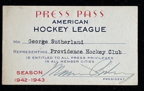 1941 ahl pass signed - pass,