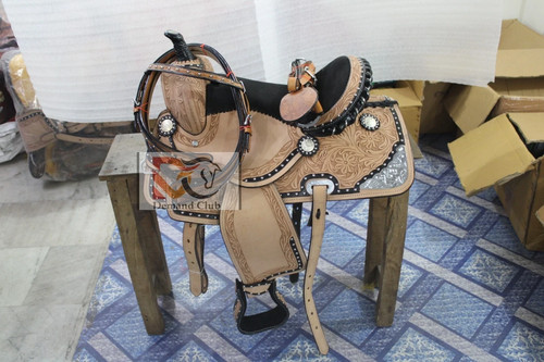 Western leather saddle barrel - saddle,