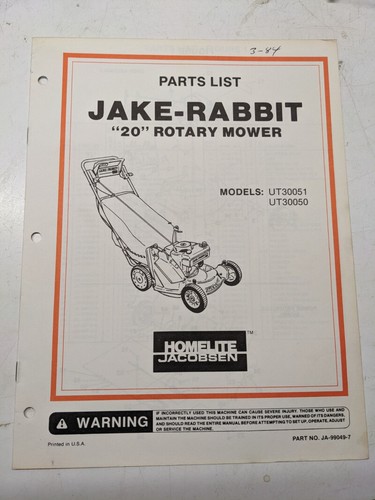 Jacobsen illustrated parts - illustrated,