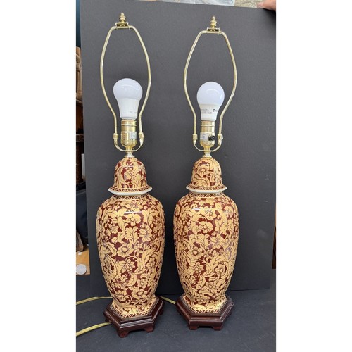 Burgundy gold chinoiserie - &,