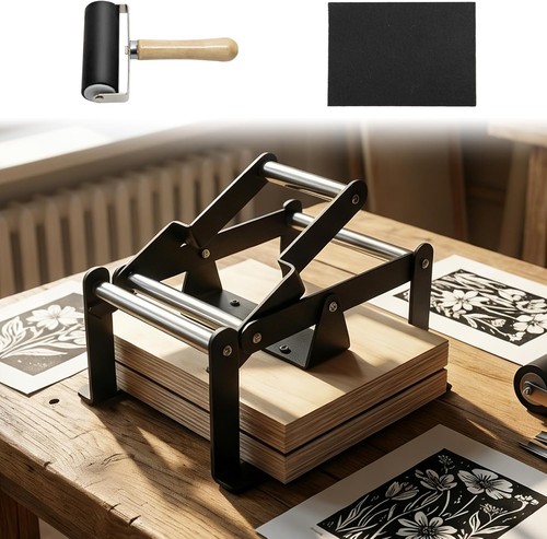 Linocut printing hand - printing,
