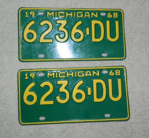 1968 michigan license plate - license,