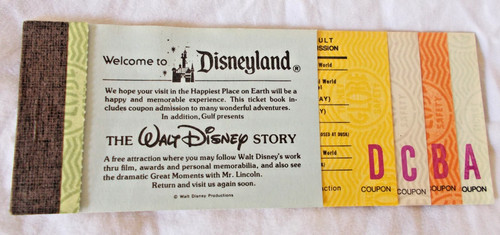 Vintage disneyland ticket - disneyland, book