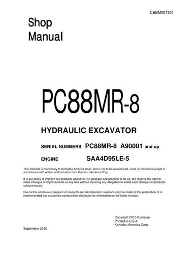 Komatsu pc88mr hydraulic - komatsu, pc88mr-8