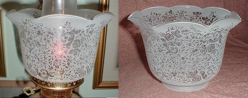 Victorian lace etched - etched, glass