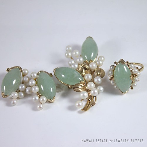 Ming green jade - jade, pearl