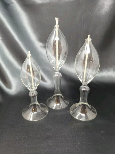 Mini clear glass oil lamps - 3,