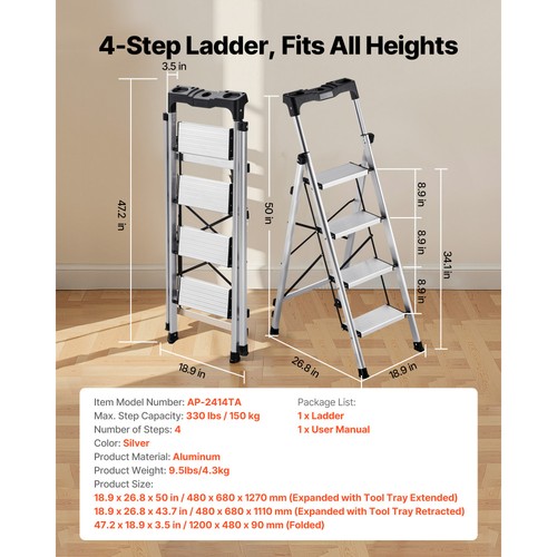 Step folding ladder - 4-step, 330