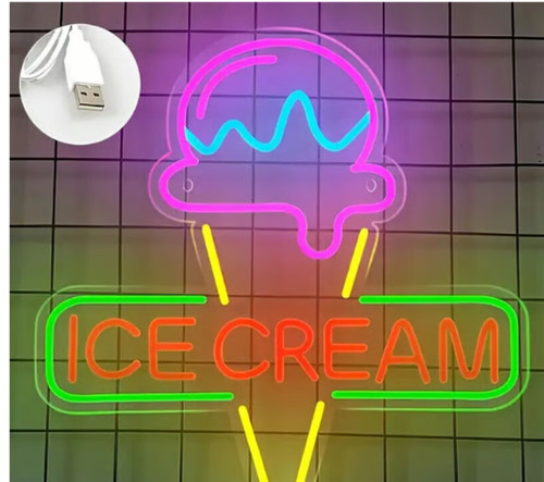 New ice cream shop - cream, neon
