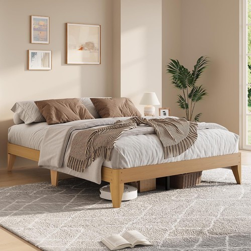 Garvee wood platform bed frame - wood,
