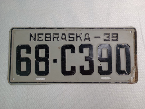 1939 nebraska license plate - nebraska,