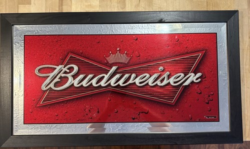Budweiser framed bar mirror - budweiser,
