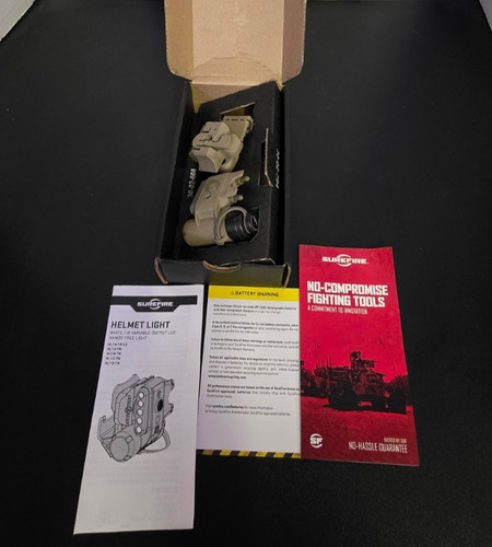 New tan surefire - helmet, light