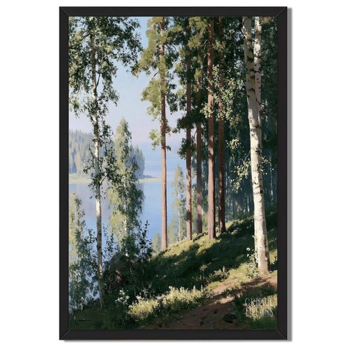 Forest lake framed - lake, canvas