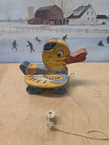 Vtg fisher price wooden pull - fisher,