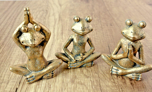Set mini bronze yoga - yoga, frog