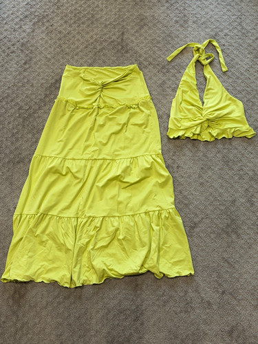 Women yellow 2pc halter - 2pc,