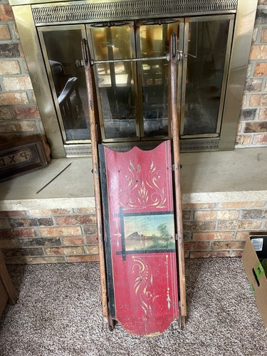Antique child wood - antique, sled,