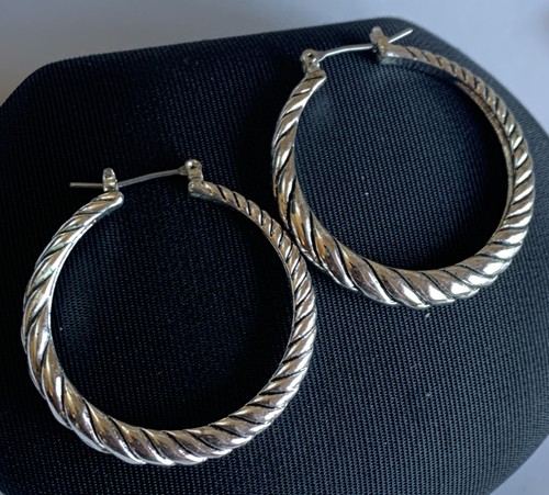 Silver tone tube hoop - silver,