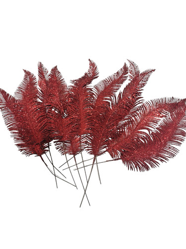 Red glitter leaf pick - leaf,