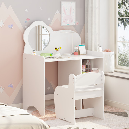 Kids vanity table with - table, mirror
