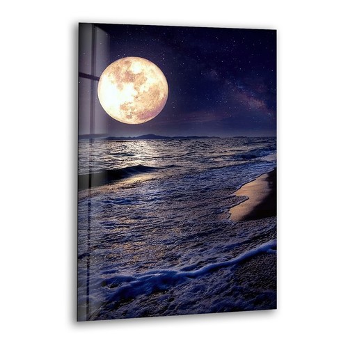 Full moon ocean - moon, tempered