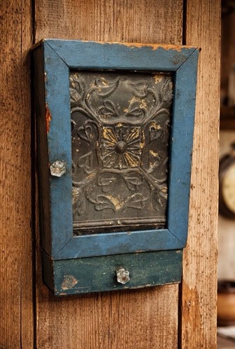 Primitive wood wall cabinet - wood,