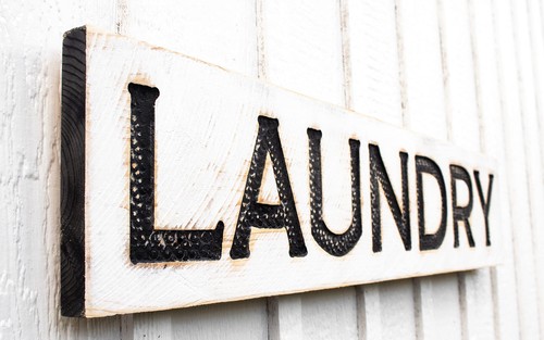 Laundry sign carved large - laundry, -carved-