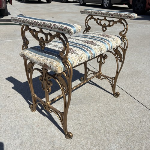 Vtg cast iron gold - iron, bench