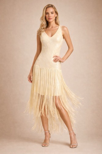 Badgley mischka fringe dress - mischka,