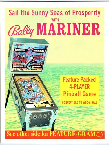 Mariner pinball machine flyer - pinball,