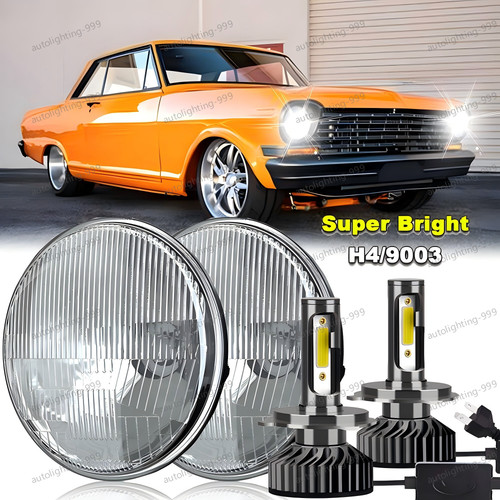 Pair round led - led, headlights