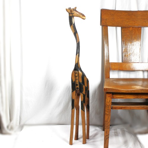 Vintage carved wood giraffe - carved,