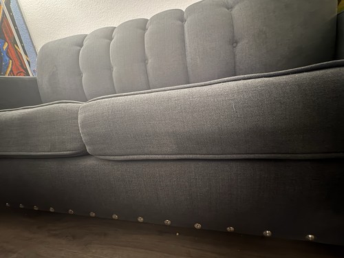 Gray linen blend tufted - gray, back