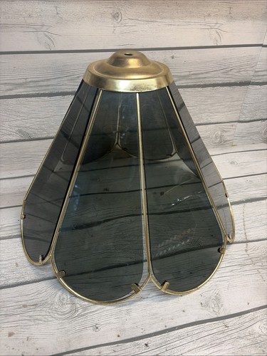Vtg panel glass lamp shade - panel,