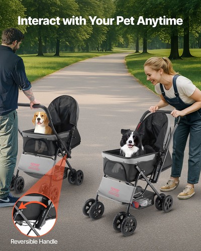 Pet stroller foldable wheels - pet,