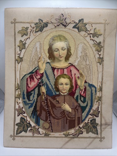 Old vtg needlepoint angel - vtg,