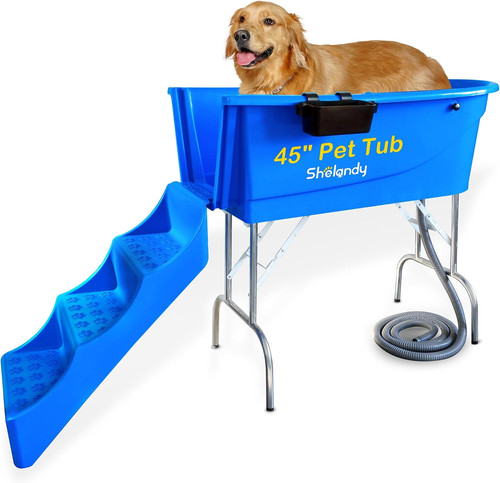 Pet grooming bathtub - bathtub, dog