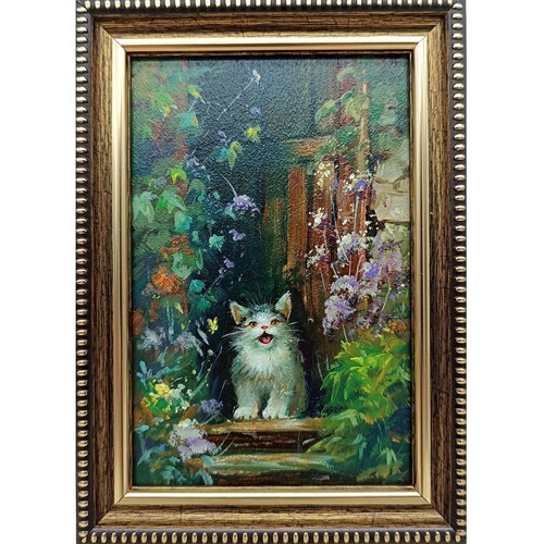 Fluffy cat original oil - cat,