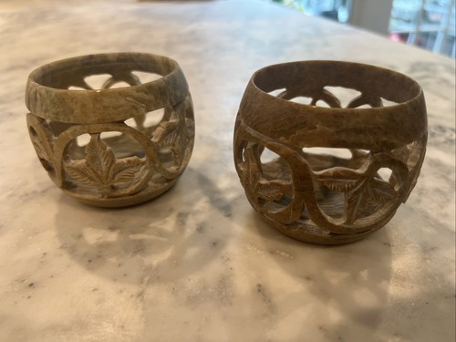 Pair floral hand carved - pair,