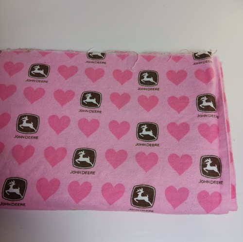 Pink john deere hearts flannel - pink,