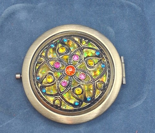 Brass color jeweled flower - brass,