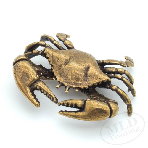 Mini solid brass crab figurine - brass,