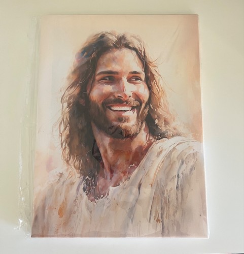 Smiling jesus portrait - smiling, print