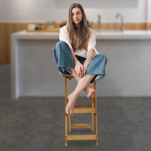 Portable folding bamboo - bamboo, stool