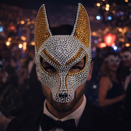 Luxury rhinestone wolf mask - luxury,