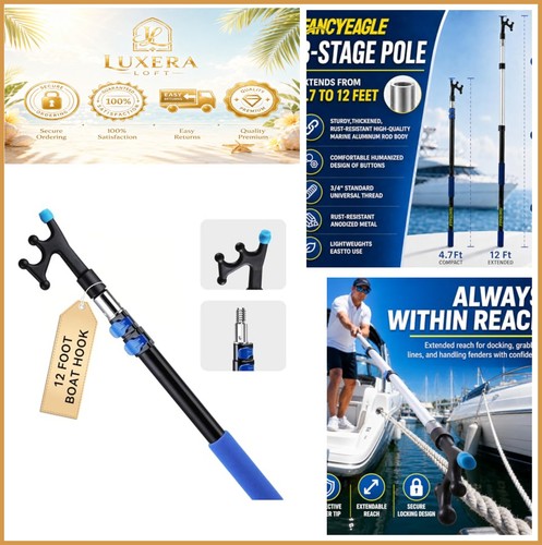 Telescoping boat hook 12ft - telescoping,