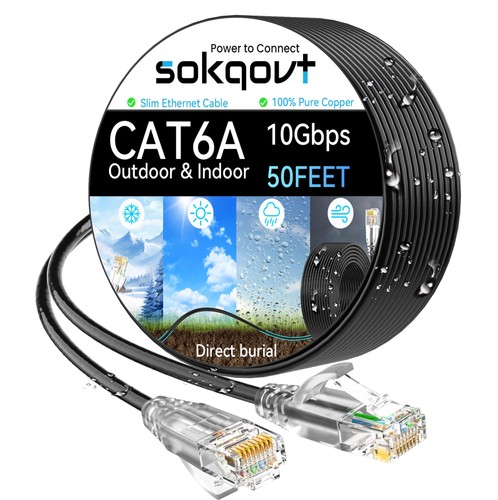 Cat6a ethernet cable slim 50ft - cat6a,