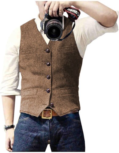 Mens tweed suit vest retro - vest,