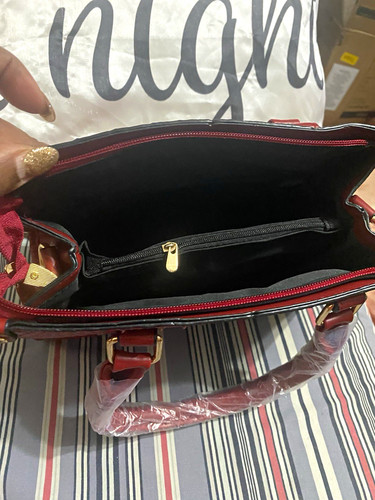 Red croc embossed satchel top - red,